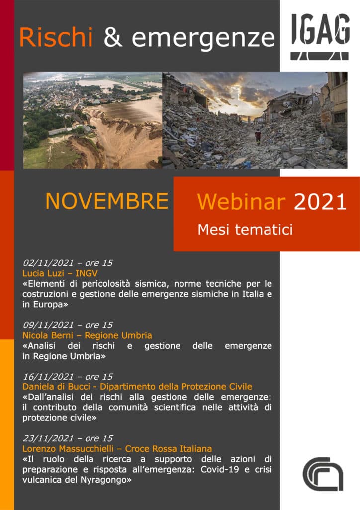 Webinar IGAG novembre 2021: &ldquo;Rischi & emergenze&rdquo;